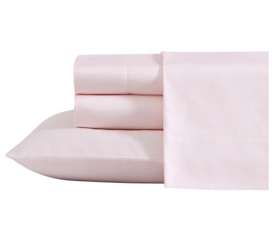 Laura Ashley Solid Pink Queen Sheet Set — Main view