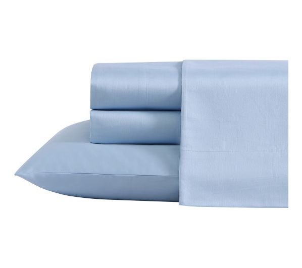 Laura Ashley Solid Blue Queen Sheet Set — View 8