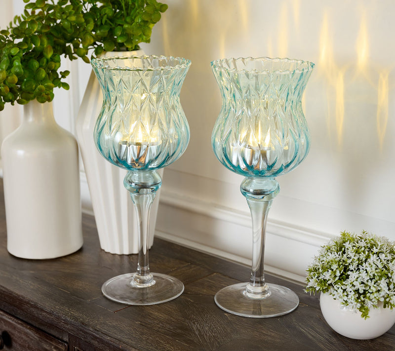 Set of 2 11.5" Illuminated Curved Glass Goblets by Valerie — View 6