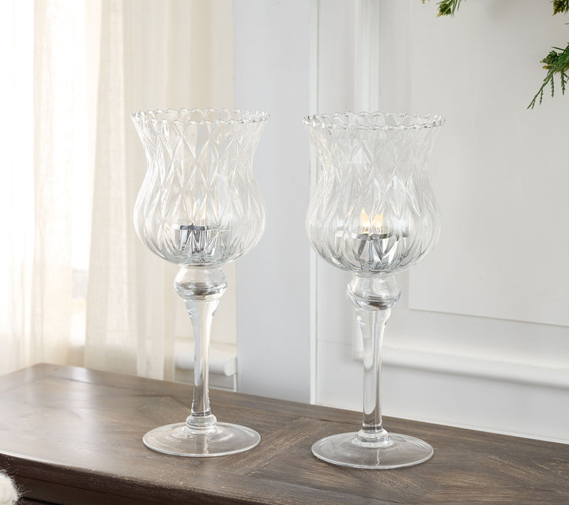 Set of 2 11.5" Illuminated Curved Glass Goblets by Valerie — View 7