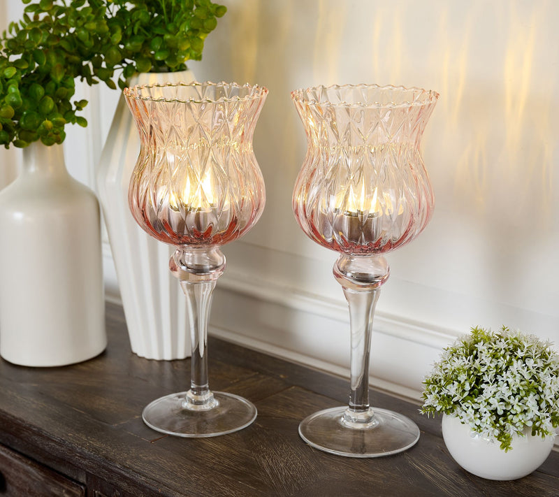 Set of 2 11.5" Illuminated Curved Glass Goblets by Valerie — View 8
