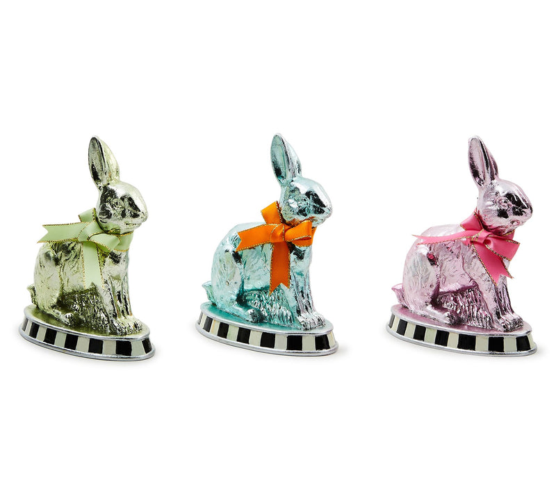 MacKenzie Childs Set of 3 Mini Calico Foil Bunnies — View 2