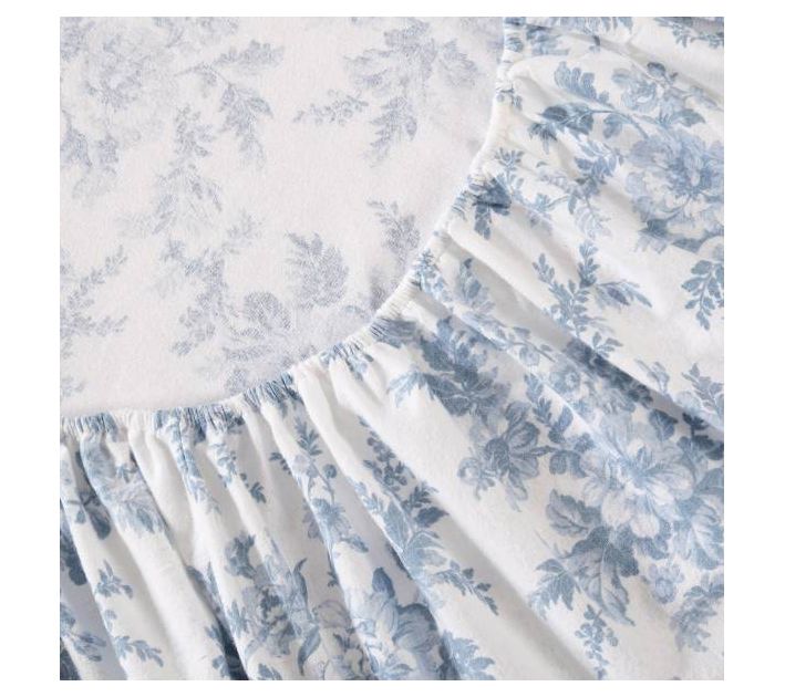 Laura Ashley Vanessa Blue Queen Flanne l Sheett — View 5