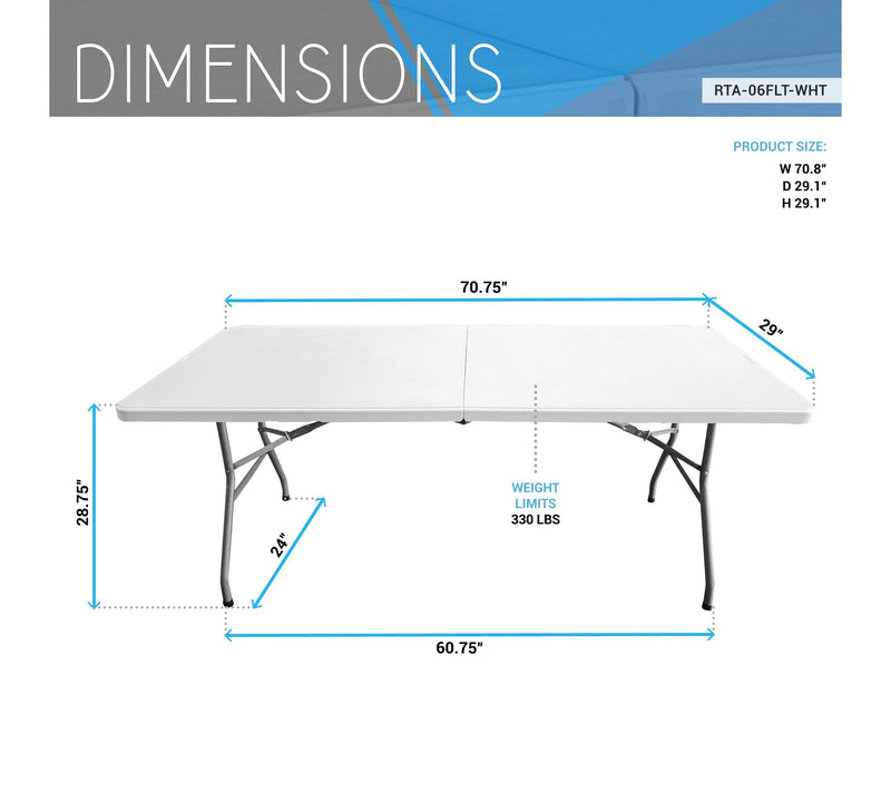 Techni Home 6' Granite White Folding Table W/Easy-Carry Handle — View 8