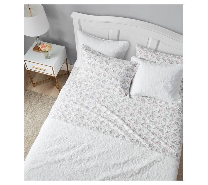 Laura Ashley Rosalie Grey Queen Sheet Set — View 4