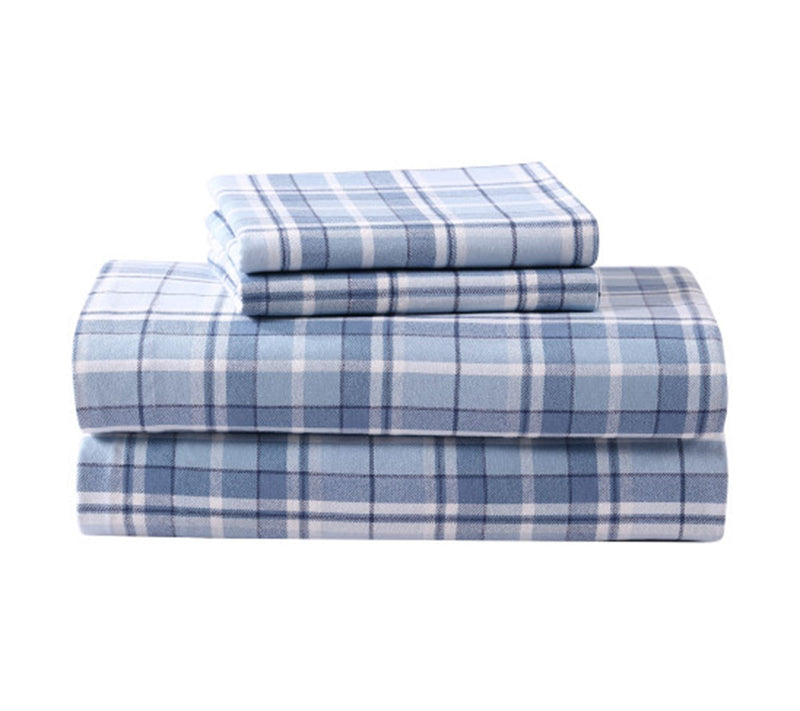 Laura Ashley Mulholland Plaid Blue Queen Shee tSet — Main view
