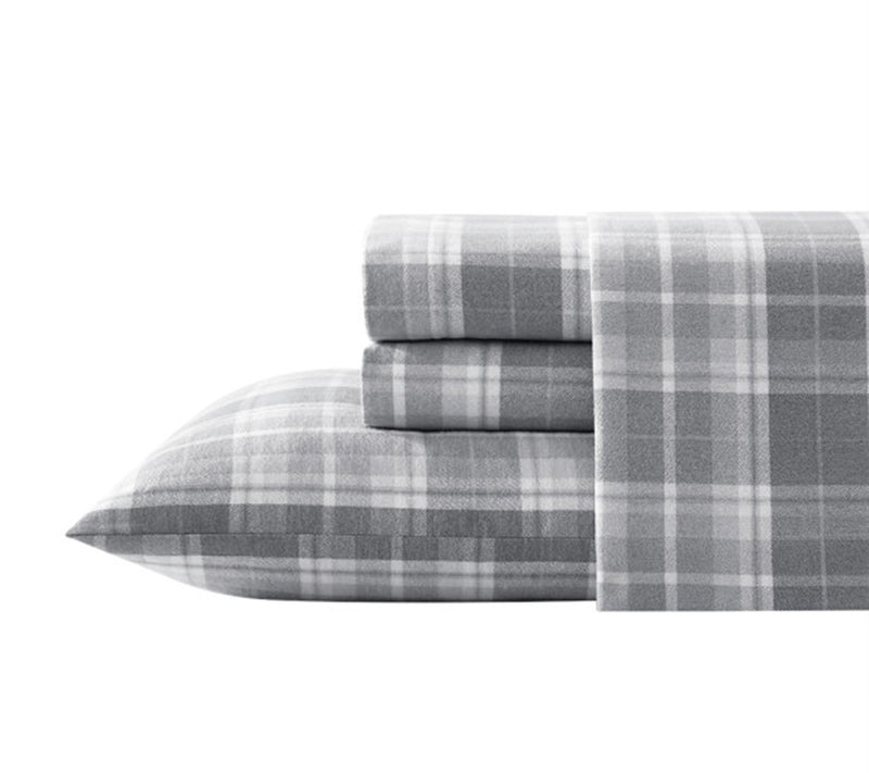 Laura Ashley Mulholland Plaid Grey Queen Sheetet — View 10