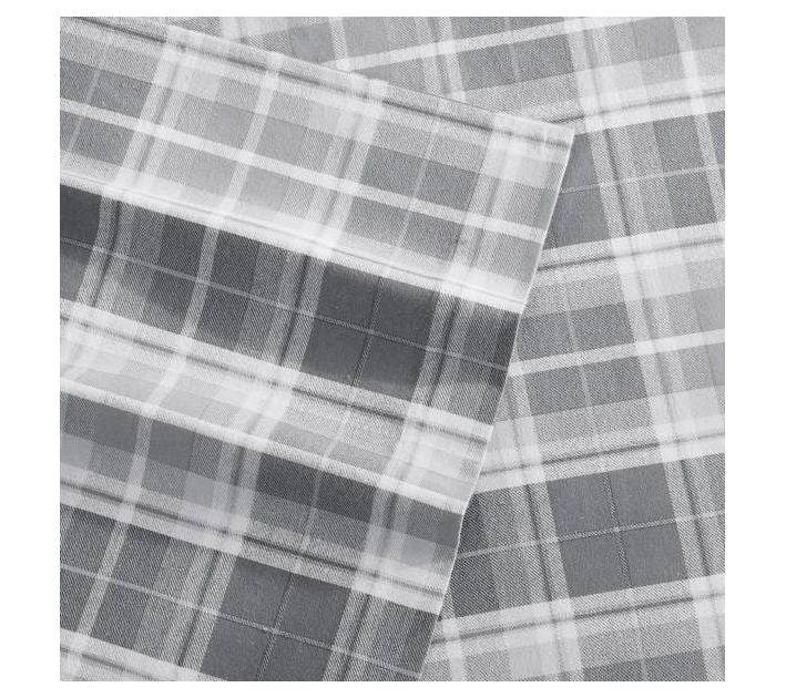 Laura Ashley Mulholland Plaid Grey Full Sheet Set — View 5