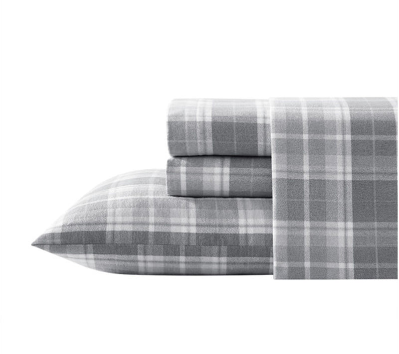Laura Ashley Mulholland Plaid Grey Full Sheet Set — View 10