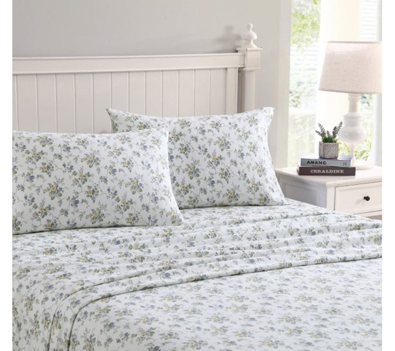 Laura Ashley Le Fleur Blue Queen Sheet Set — View 8