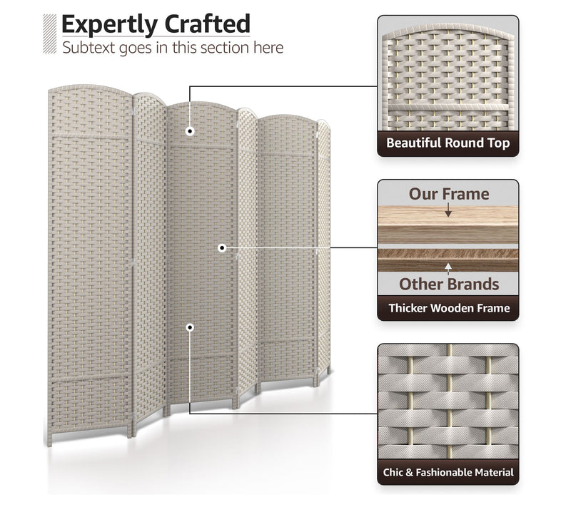 Sorbus 6 Panel Room Divider 6 ft. Tall — View 8