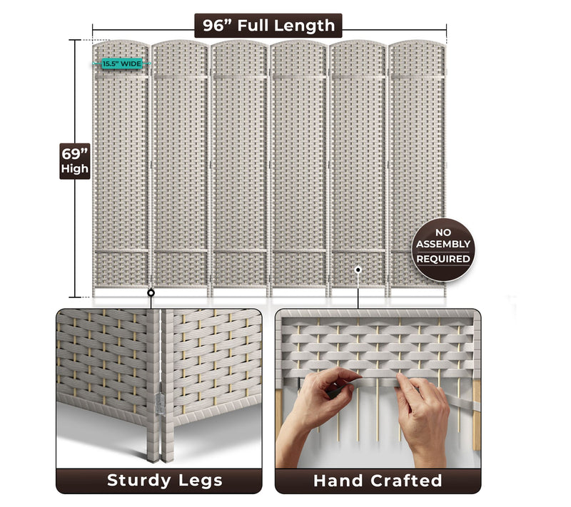 Sorbus 6 Panel Room Divider 6 ft. Tall — View 7