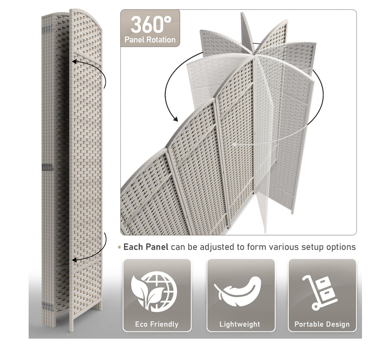 Sorbus 6 Panel Room Divider 6 ft. Tall — View 9