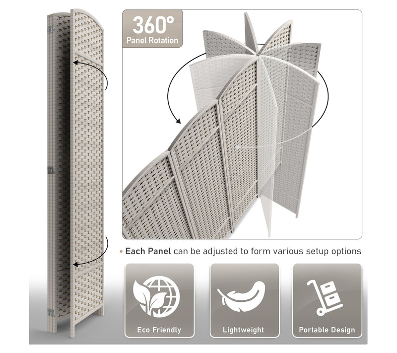 Sorbus 4 Panel Room Divider, 6 ft. Tall Partition — View 9