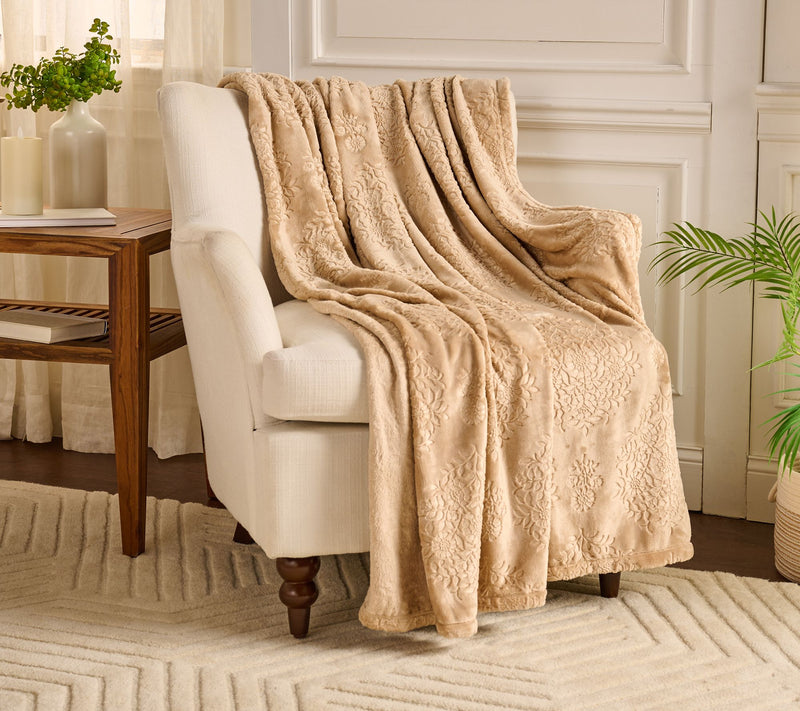 Home Reflections 60x70 Layla Sculpted Floral Plush Throw — Main view