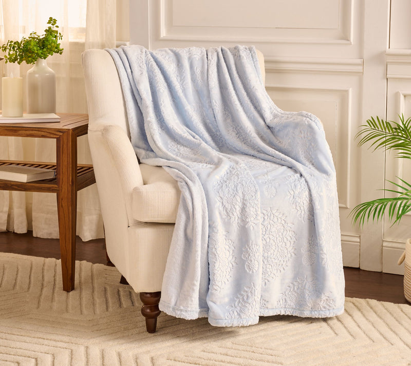 Home Reflections 60x70 Layla Sculpted Floral Plush Throw — View 12