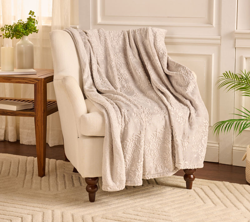 Home Reflections 60x70 Layla Sculpted Floral Plush Throw — View 13