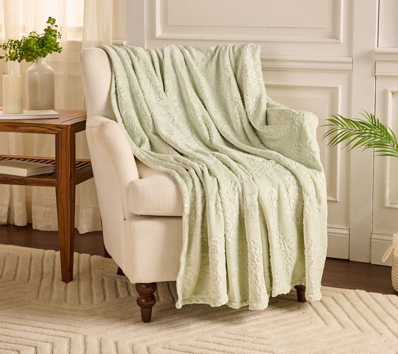 Home Reflections 60x70 Layla Sculpted Floral Plush Throw — View 14