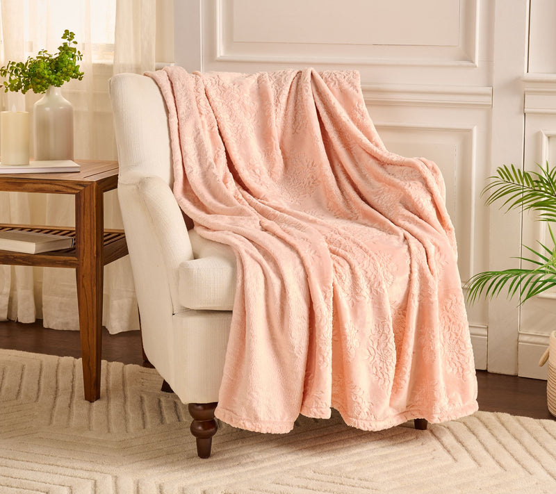 Home Reflections 60x70 Layla Sculpted Floral Plush Throw — View 16