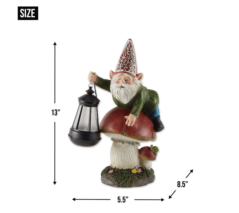 Zingz & Thingz Gnome on Mushroom Solar Statue — View 3