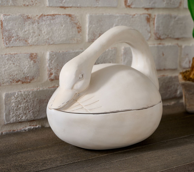 Cozy Cottage by Liz Marie Resin Swan Container with Lid — Main view