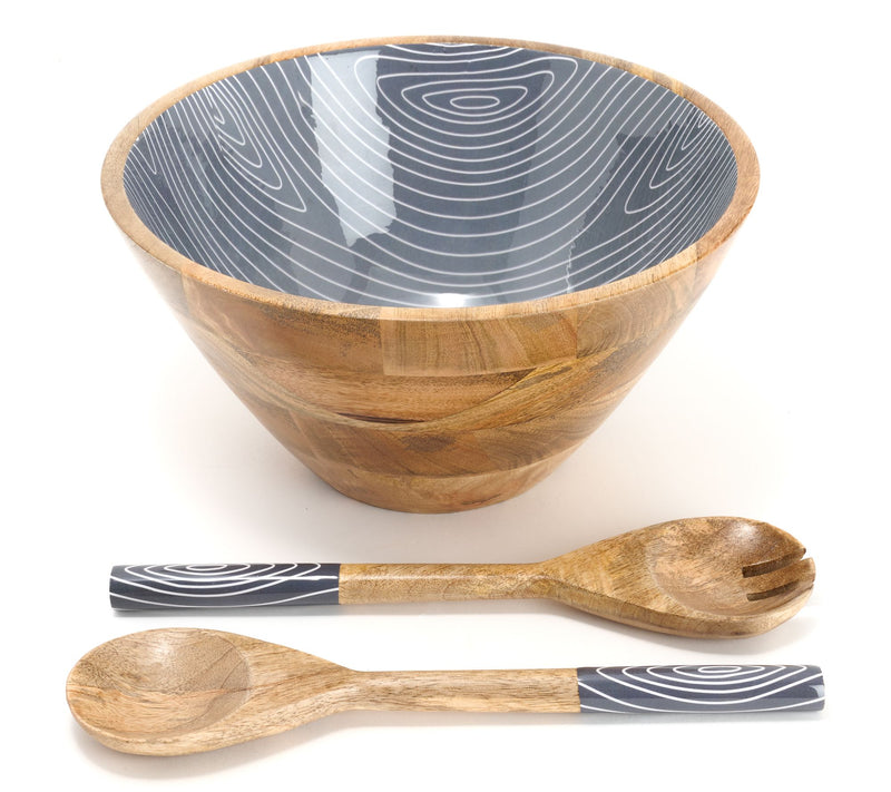 Temp-tations Woodland 4-qt Mango Wood Bowl with Servers — View 6