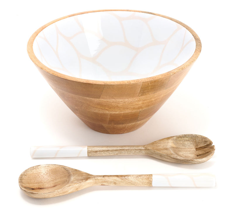 Temp-tations Carved Willow 4-qt Mango Wood Bowl with Servers — View 7