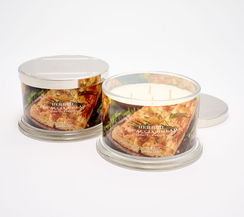 HomeWorx by Slatkin + Co. S/2 18oz Focaccia Bread Candles — Main view