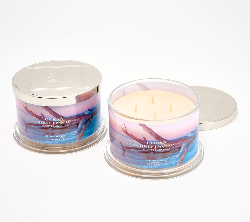 HomeWorx by Slatkin + Co. S/2 18oz Ocean Driftwood Candles — Main view