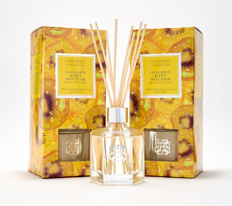 HomeWorx by Slatkin + Co. S/2 Golden Kiwi Nectar Reed Diffusers — Main view