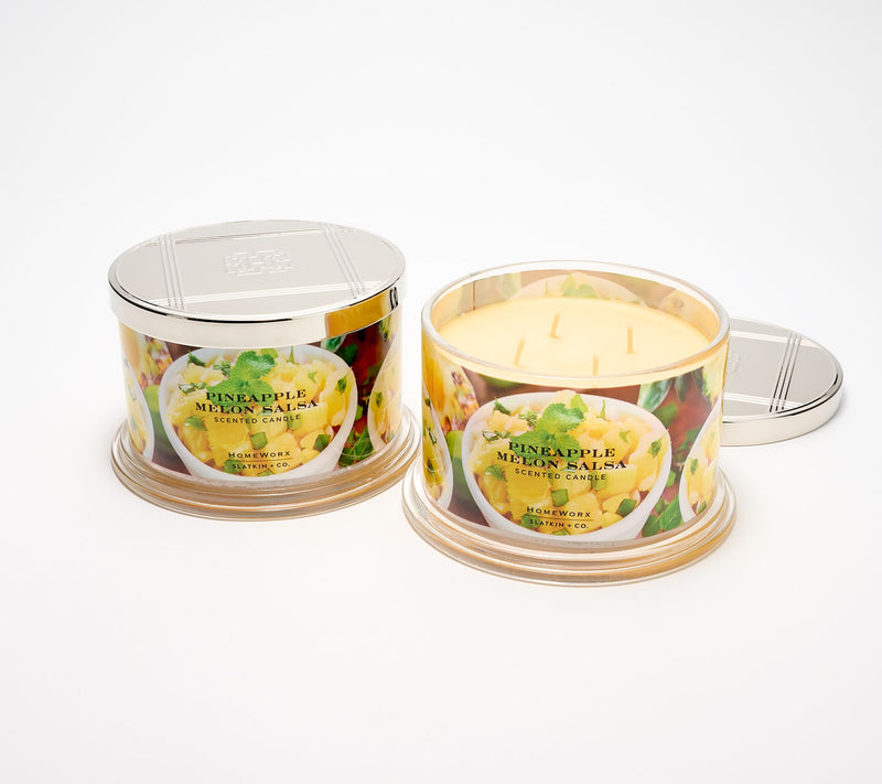 HomeWorx by Slatkin + Co. S/2 18oz Pineapple Melon Salsa Candles — Main view