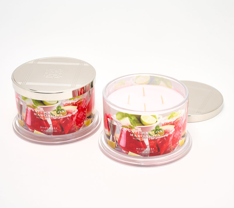 HomeWorx by Slatkin + Co. S/2 18oz WtrMel Margarita Candles — Main view