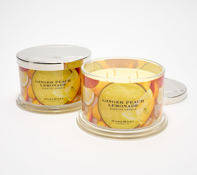 HomeWorx by Slatkin + Co. S/2 18oz Ginger Peach Lemonade Candles — Main view