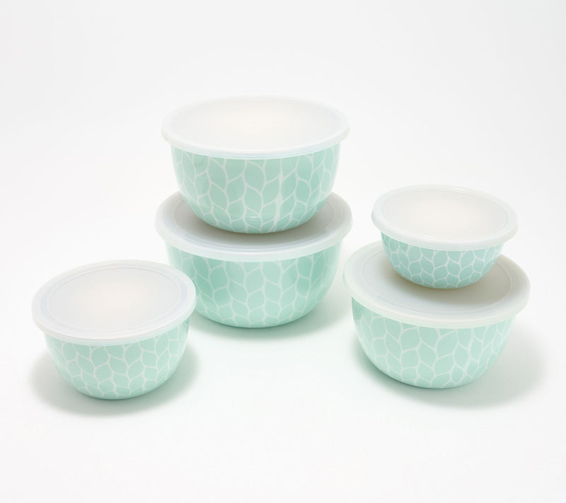 Temp-tations Carved Willow 5-Piece Enamel on Steel Bowl Set — Main view