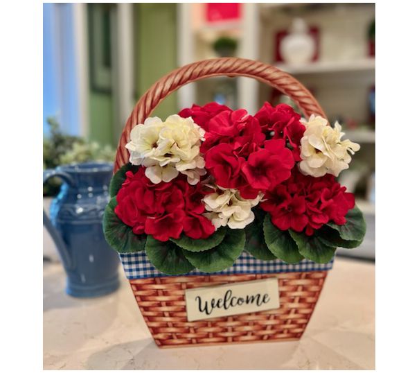 Summer Welcome Sign with Geraniums by Valerie — View 2