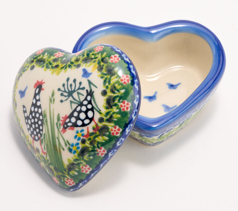 Lidia's Polish Pottery Hand Painted Heart Box w/ Lid — View 6