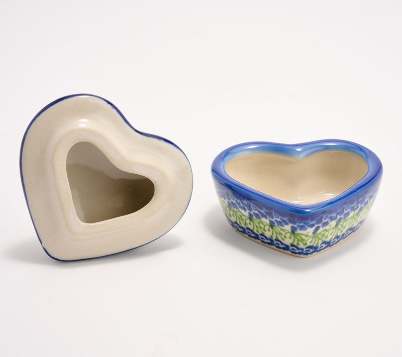 Lidia's Polish Pottery Hand Painted Heart Box w/ Lid — View 8
