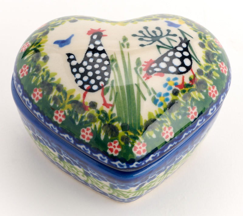 Lidia's Polish Pottery Hand Painted Heart Box w/ Lid — View 2