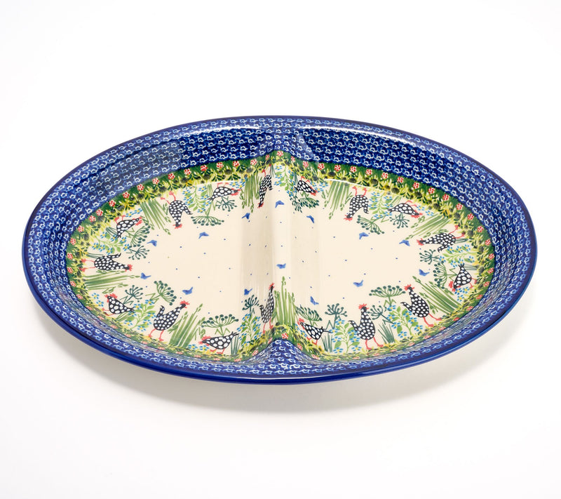 Lidia's Polish Pottery Hand Painted Divided Oval Platter — View 5