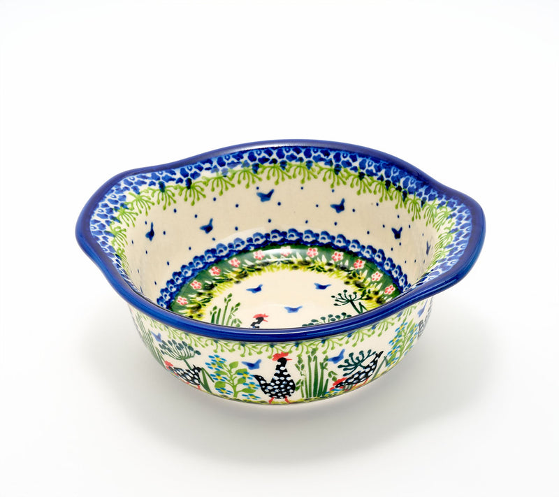 Lidia's Polish Pottery Hand Painted Baker Bowl w/ Handles — Main view