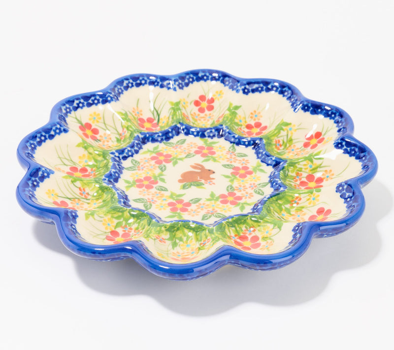 Lidia's Polish Pottery Hand Painted Egg Plate — View 2