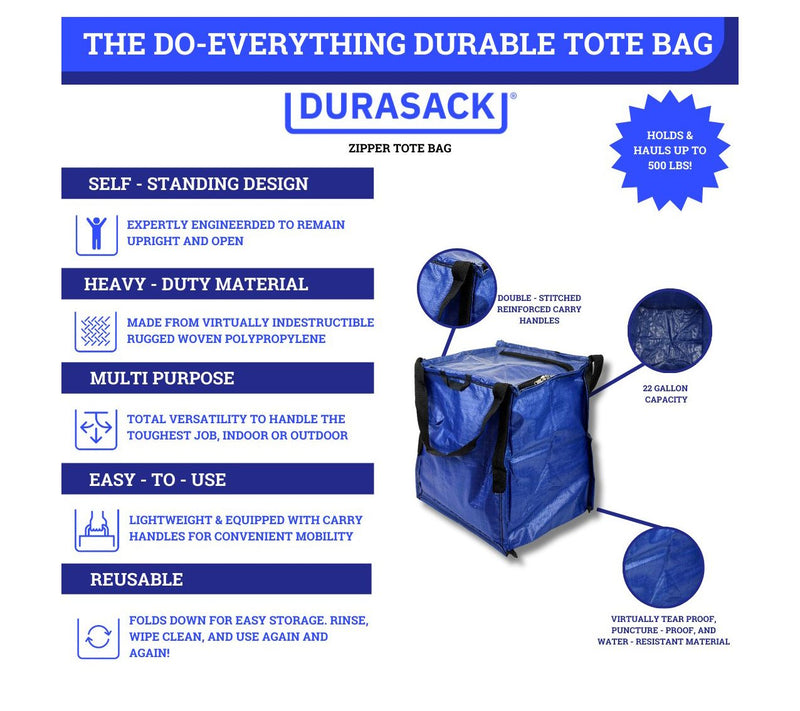 DuraSack Single Endless Use Storage Tote with Zipper Top — View 4