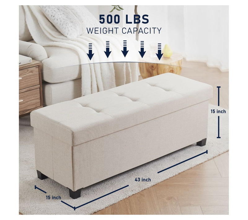 Ornavo Home Large Collapsible Storage Ottoman with Legs — View 11