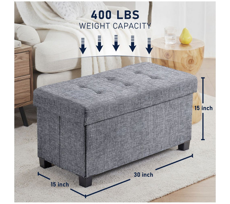 Ornavo Home Collapsible Large Storage Ottoman Bench with Legs — View 9