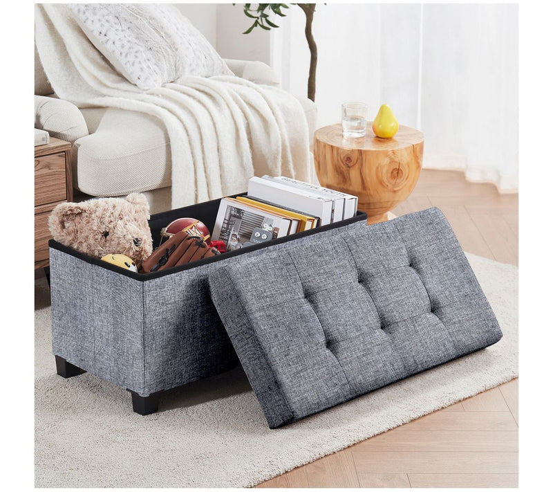 Ornavo Home Collapsible Large Storage Ottoman Bench with Legs — View 4
