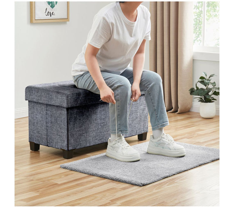 Ornavo Home Collapsible Large Storage Ottoman Bench with Legs — View 5