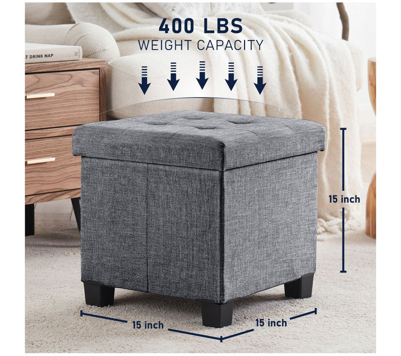 Ornavo Home Collapsible Square Cube Storage Ottoman with Legs — View 7