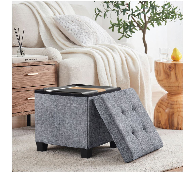 Ornavo Home Collapsible Square Cube Storage Ottoman with Legs — View 6