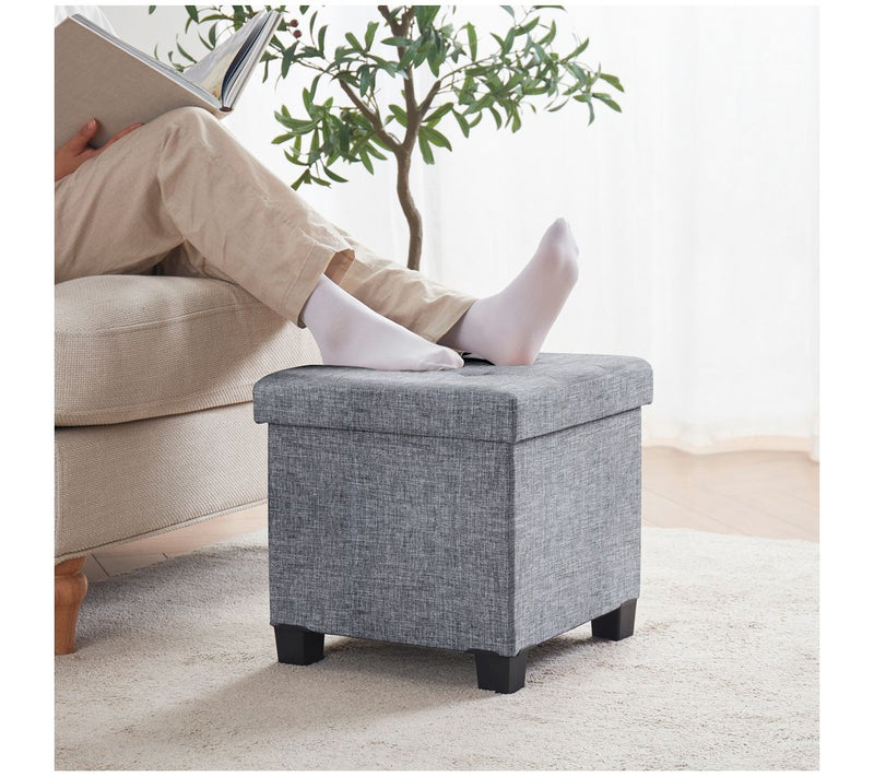 Ornavo Home Collapsible Square Cube Storage Ottoman with Legs — View 5