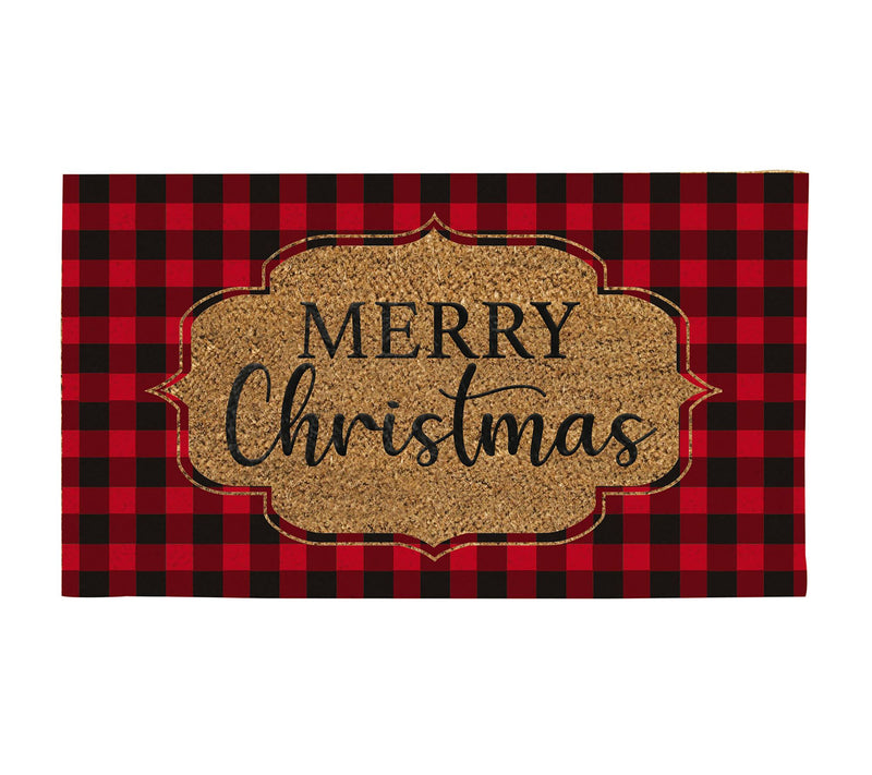 Evergreen Buffalo Check Christmas Coir Fiber Doormat — View 3